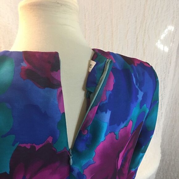Anne Crimmins VTG Silk Floral Dress Size 4 - Picture 6 of 8